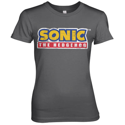 Sonic The Hedgehog - Cracked Logo Women T-Shirt (Dark Grey)