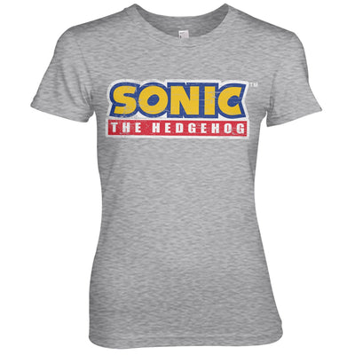 Sonic The Hedgehog - Cracked Logo Women T-Shirt (Heather Grey)