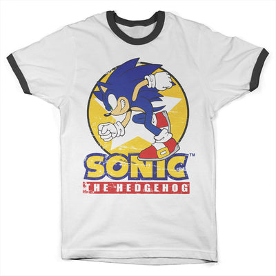 Sonic The Hedgehog - Fast Sonic - Sonic Th Ringer Mens T-Shirt (White-Black)