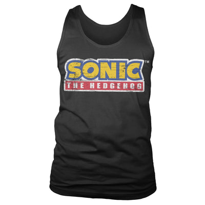 Sonic The Hedgehog - Cracked Logo Mens Tank Top Vest (Black)
