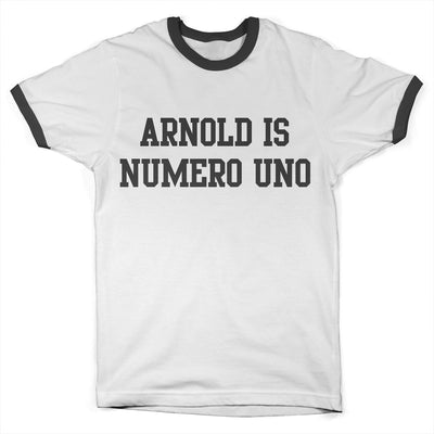 Arnold - is Numero Uno Ringer Mens T-Shirt (White-Black)