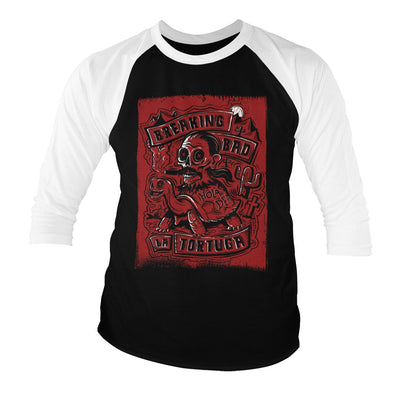 Breaking Bad - La Tortuga - Hola Death Baseball 3/4 Sleeve T-Shirt (White-Black)