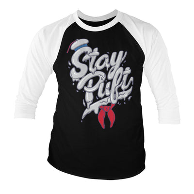 Ghostbusters - Stay Puft Baseball 3/4 Sleeve T-Shirt (White-Black)