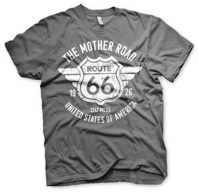 Route 66 - The Mother Road Mens T-Shirt (Dark Grey)