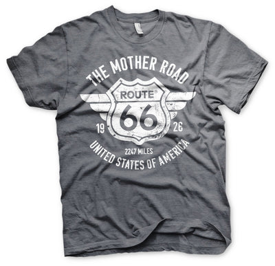 Route 66 - The Mother Road Mens T-Shirt (Dark-Heather)