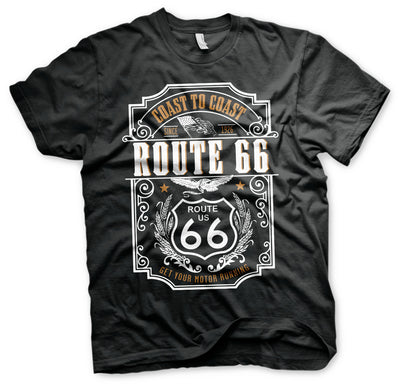 Route 66 - Coast To Coast Mens T-Shirt (Black)