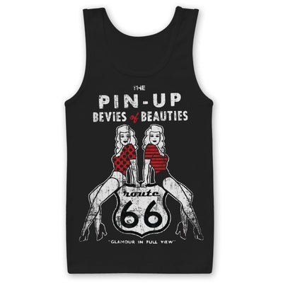 Route 66 - Pin-Ups Mens Tank Top Vest (Black)