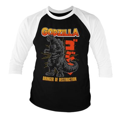 Godzilla - Bringer Of Destruction Long Sleeve T-Shirt (White-Black)