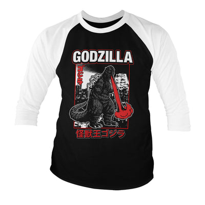 Godzilla - Atomic Breath Long Sleeve T-Shirt (White-Black)