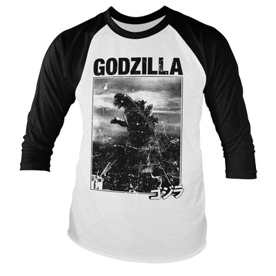 Godzilla - Vintage Long Sleeve T-Shirt (White-Black)