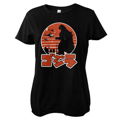 Godzilla - Japanese Logo Girly Women T-Shirt (Black)
