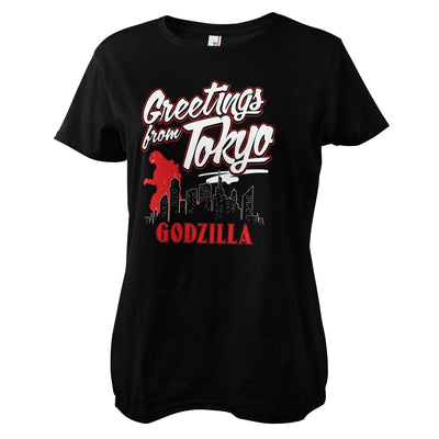 Godzilla - Greetings From Tokyo Women T-Shirt (Black)