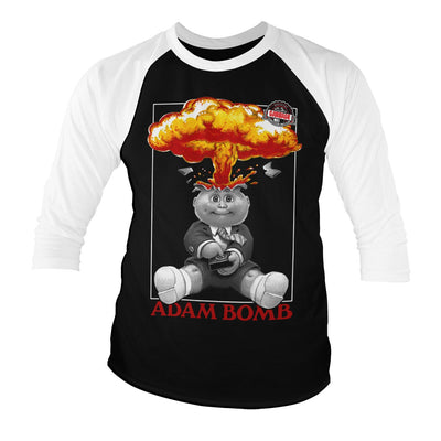 Garbage Pail Kids - Adam Bomb Baseball 3/4 Sleeve T-Shirt (White-Black)