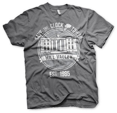 Back To The Future - Save The Clock Tower Mens T-Shirt (Dark Grey)