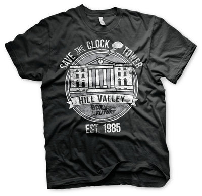 Back To The Future - Save The Clock Tower Big & Tall Mens T-Shirt (Black)