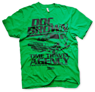 Back To The Future - Doc Brown Time Travel Agency Mens T-Shirt (Green)