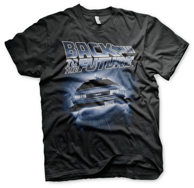 Back To The Future - Flying Delorean Mens T-Shirt (Black)