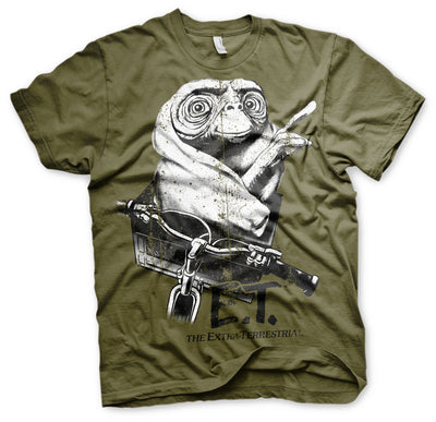 E.T. - Biking Distressed Mens T-Shirt (Olive)