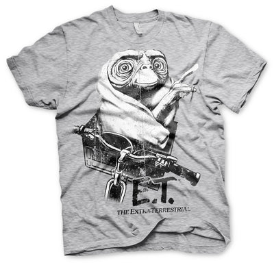E.T. - Biking Distressed Mens T-Shirt (Heather Grey)