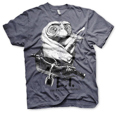 E.T. - Biking Distressed Mens T-Shirt (Navy-Heather)