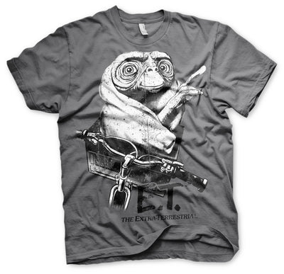 E.T. - Biking Distressed Mens T-Shirt (Dark Grey)