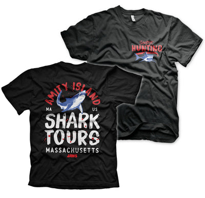 JAWS - Amity Island Shark Tours Big & Tall Mens T-Shirt (Black)