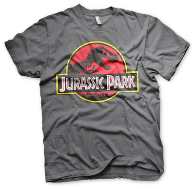 Jurassic Park - Distressed Logo Mens T-Shirt (Dark Grey)