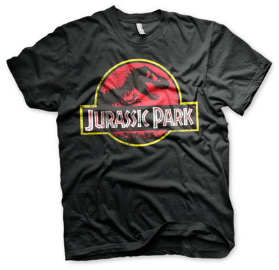 Jurassic Park - Distressed Logo Mens T-Shirt (Black)