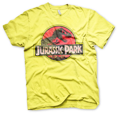 Jurassic Park - Distressed Logo Mens T-Shirt (Yellow)