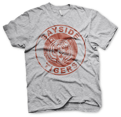 Saved By The Bell - Bayside Tigers Washed Logo Mens T-Shirt (Heather Grey)