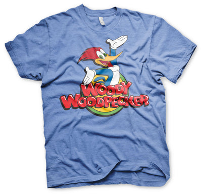 Woody Woodpecker - Classic Logo Mens T-Shirt (Blue-Heather)