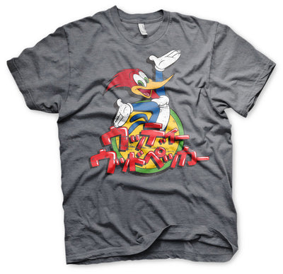 Woody Woodpecker - Washed Japanese Logo Mens T-Shirt (Dark-Heather)