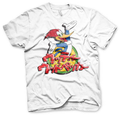 Woody Woodpecker - Washed Japanese Logo Mens T-Shirt (White)