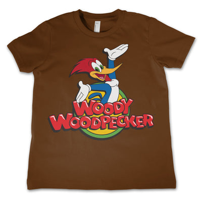 Woody Woodpecker - Classic Logo Kids T-Shirt (Brown)