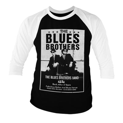 The Blues Brothers - Poster Baseball Long Sleeve T-Shirt (White-Black)