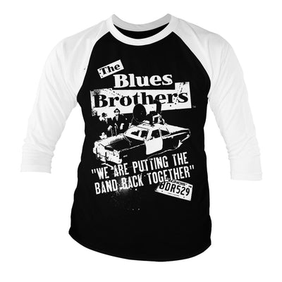 The Blues Brothers - Band Back Together Baseball 3/4 Sleeve T-Shirt (White-Black)