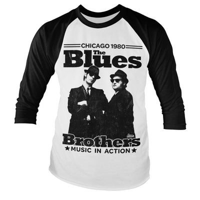 The Blues Brothers - Chicago 1980 Baseball Long Sleeve T-Shirt (White-Black)