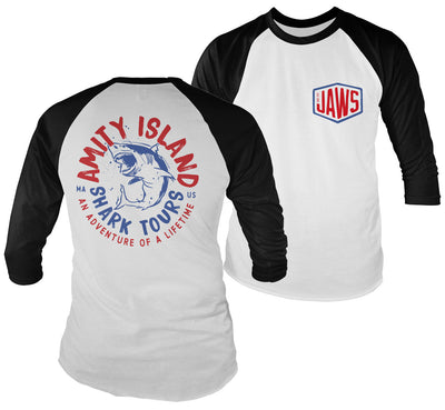 JAWS - Adventure Of A Lifetime Baseball Long Sleeve T-Shirt (White-Black)