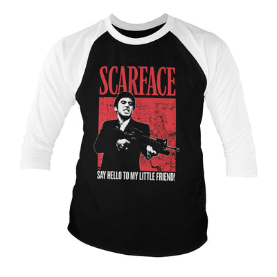 Scarface - Say Hello To My Little Friend Long Sleeve T-Shirt (White-Black)