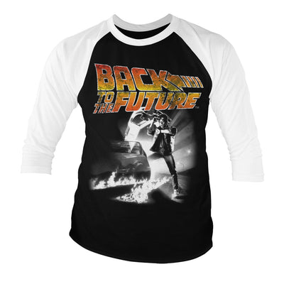 Back To The Future - Poster Baseball 3/4 Sleeve T-Shirt (White-Black)