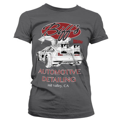 Back To The Future - Biff's Automotive Detailing Women T-Shirt (Dark Grey)