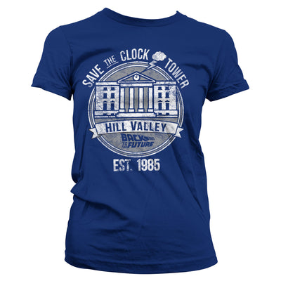 Back To The Future - Save The Clock Tower Women T-Shirt (Navy)