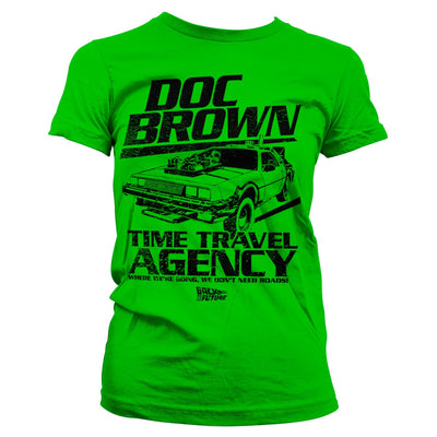 Back To The Future - Doc Brown Time Travel Agency Women T-Shirt (Green)