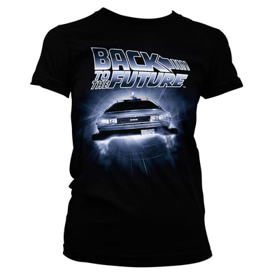 Back To The Future - Flying Delorean Women T-Shirt (Black)