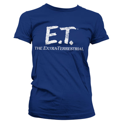 E.T. - Extra-Terrestrial Distressed Logo Women T-Shirt (Navy)