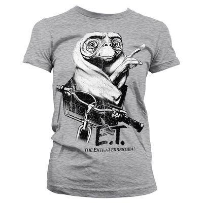 E.T. - Biking Distressed Women T-Shirt (Heather Grey)