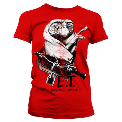 E.T. - Biking Distressed Women T-Shirt (Red)