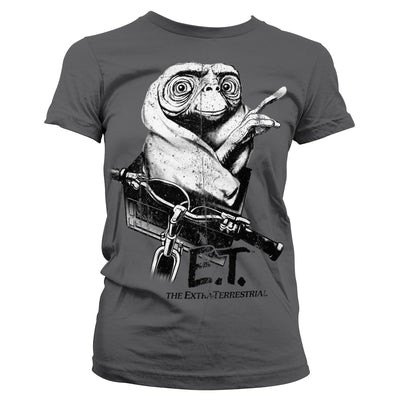 E.T. - Biking Distressed Women T-Shirt (Dark Grey)
