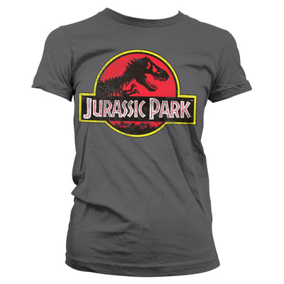 Jurassic Park - Distressed Logo Women T-Shirt (Dark Grey)