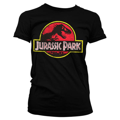 Jurassic Park - Distressed Logo Women T-Shirt (Black)
